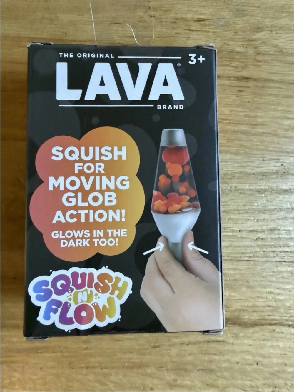New Schylling Squish 'n Flow Original Lava Lamp Glow in Dark Squishy Toy Orange